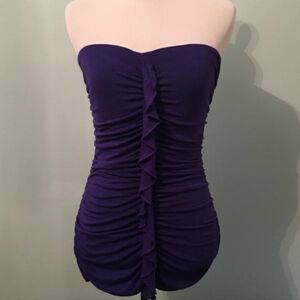 Purple Strapless Ruching Bodycon Dress